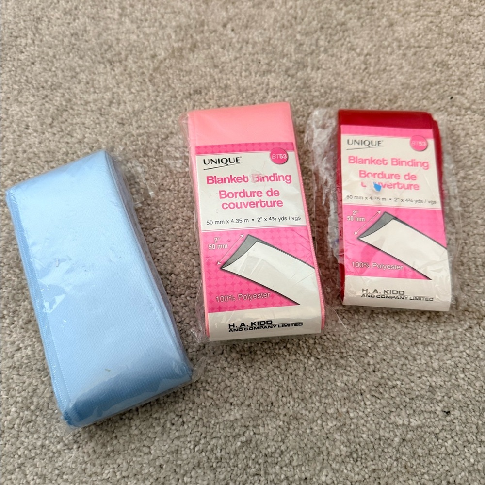 Nique Blanket Binding Trim - Pink and Light Blue